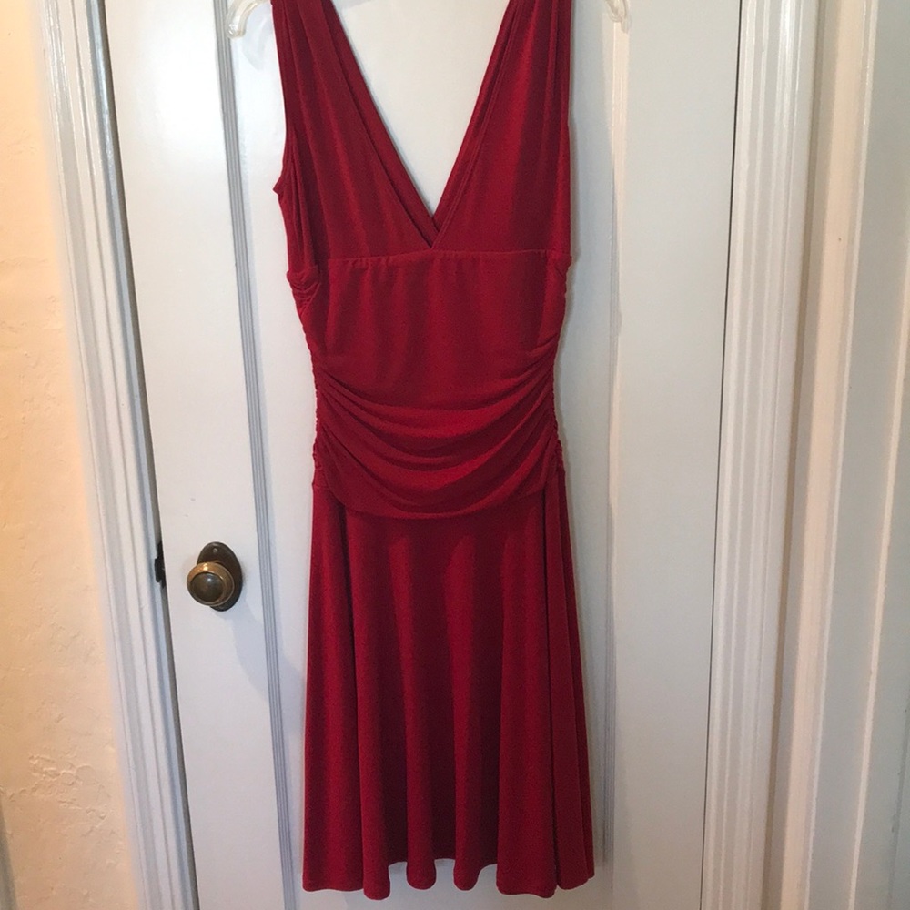 Red Ruched Waist Dress - Picture 3 of 3